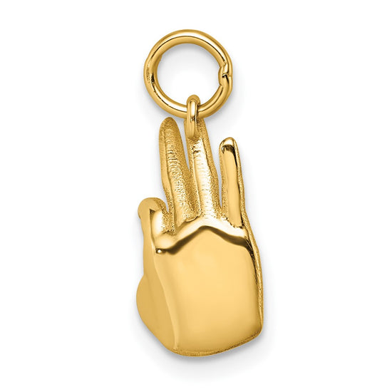 14K Polished OK Hand Pendant