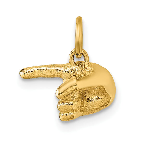14K Polished 1-Finger Point Hand Pendant