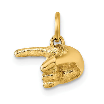 14K Polished 1-Finger Point Hand Pendant