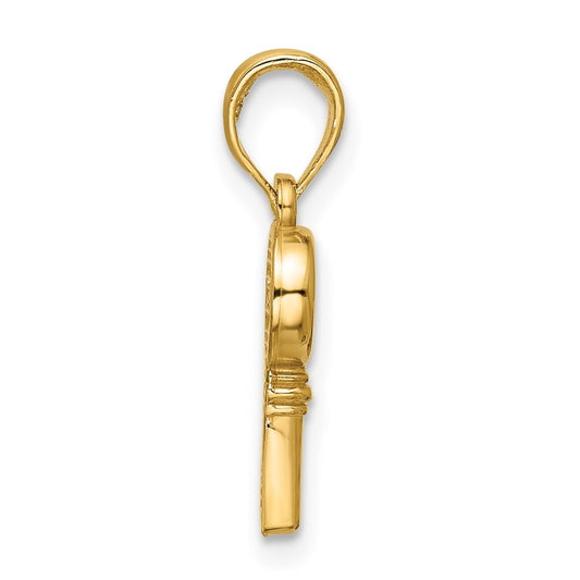 14K Polished Heart Key Pendant