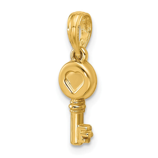 14K Polished Heart Key Pendant
