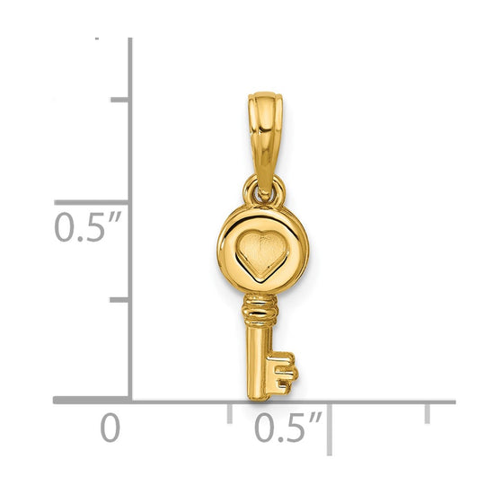 14K Polished Heart Key Pendant