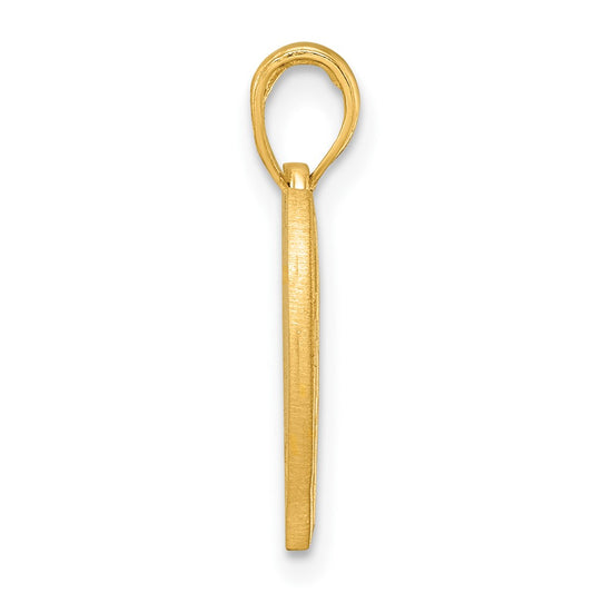 14K Polished Grooved Heart Pendant