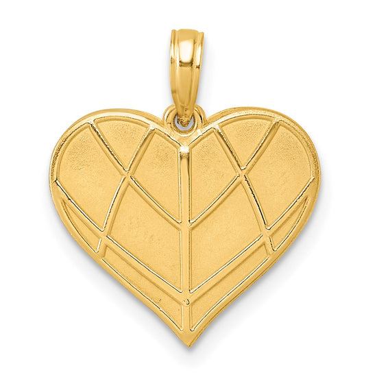 14K Polished Grooved Heart Pendant