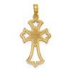 14K Polished Fleur De Lis Cross Pendant