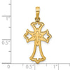 14K Polished Fleur De Lis Cross Pendant