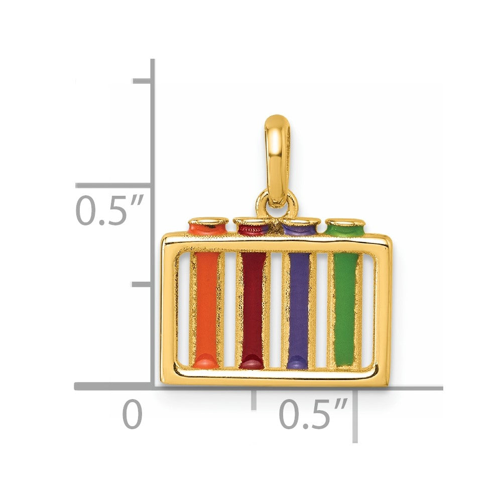 14K Polished Multi-color Enameled Test Tubes Pendant