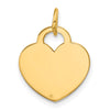14K Polished Engravable 15mm Heart Disc Pendant