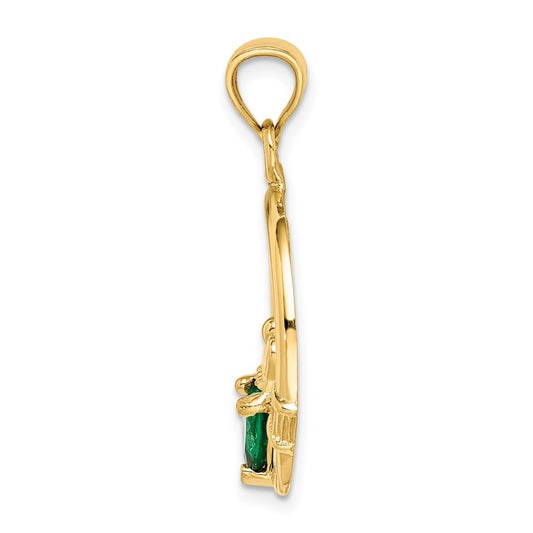 14k Claddagh with Green CZ Pendant