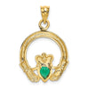 14k Claddagh with Green CZ Pendant