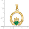 14k Claddagh with Green CZ Pendant