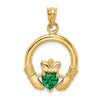 14k Claddagh with Green CZ Pendant