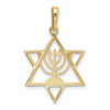 14K and White Rhodium Solid Menorah In Star Of David Charm