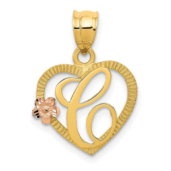 Two-Tone Heart Initial Pendants