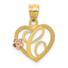 Two-Tone Heart Initial Pendants