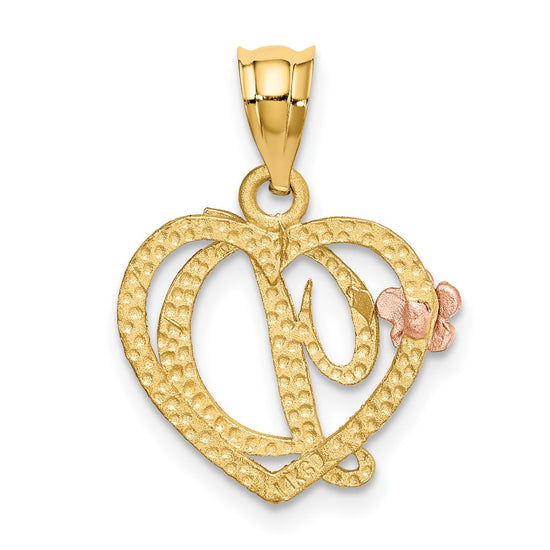 Two-Tone Heart Initial Pendants