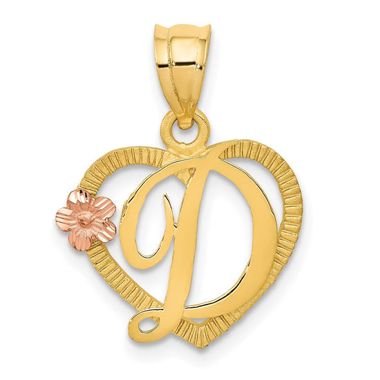 Two-Tone Heart Initial Pendants