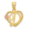 Two-Tone Heart Initial Pendants