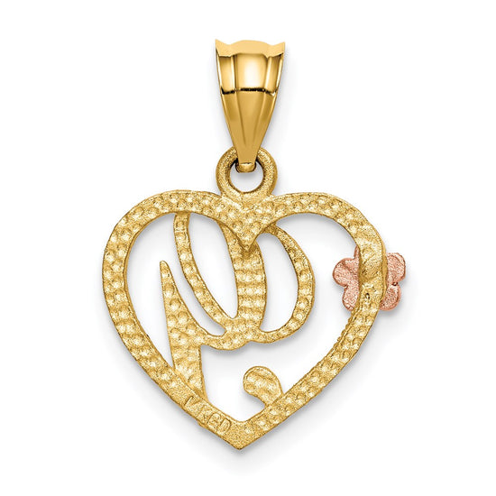 Two-Tone Heart Initial Pendants