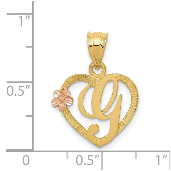 Two-Tone Heart Initial Pendants