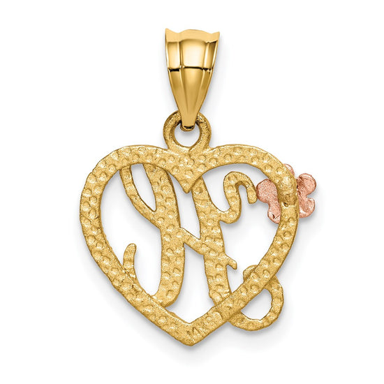 Two-Tone Heart Initial Pendants