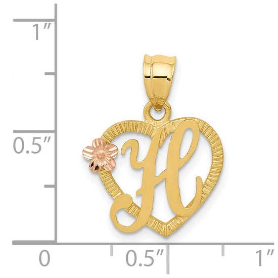 Two-Tone Heart Initial Pendants