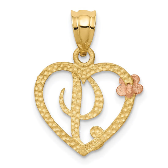 Two-Tone Heart Initial Pendants