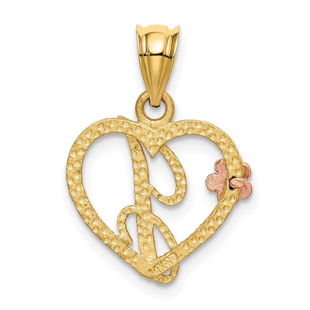 Two-Tone Heart Initial Pendants