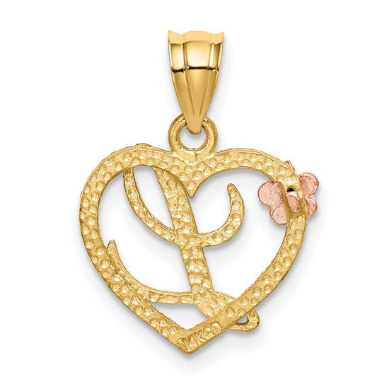 Two-Tone Heart Initial Pendants