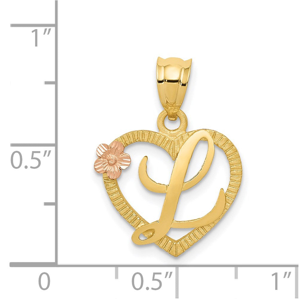 Two-Tone Heart Initial Pendants