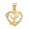 Two-Tone Heart Initial Pendants