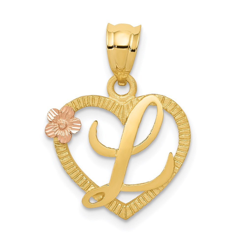 Two-Tone Heart Initial Pendants