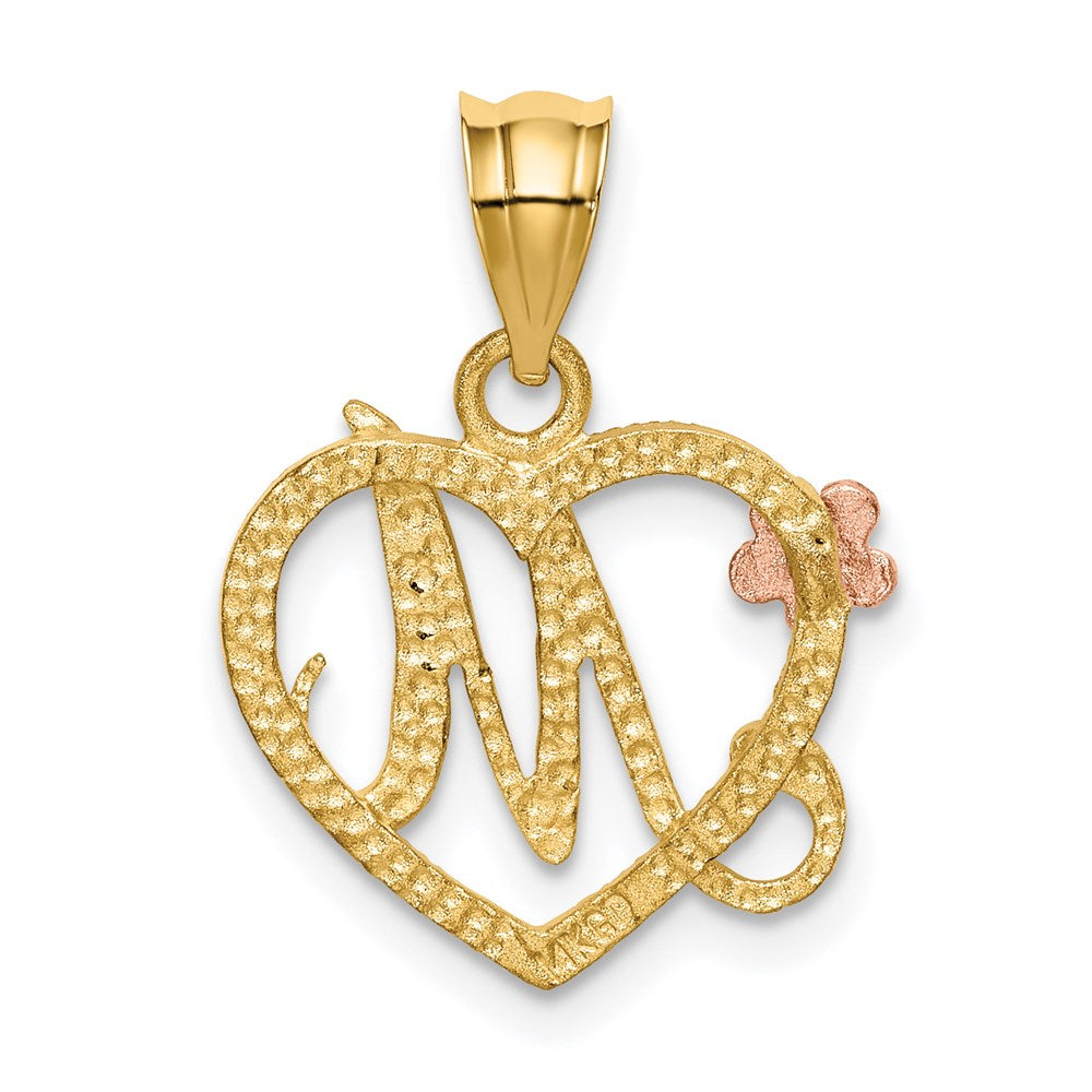 Two-Tone Heart Initial Pendants