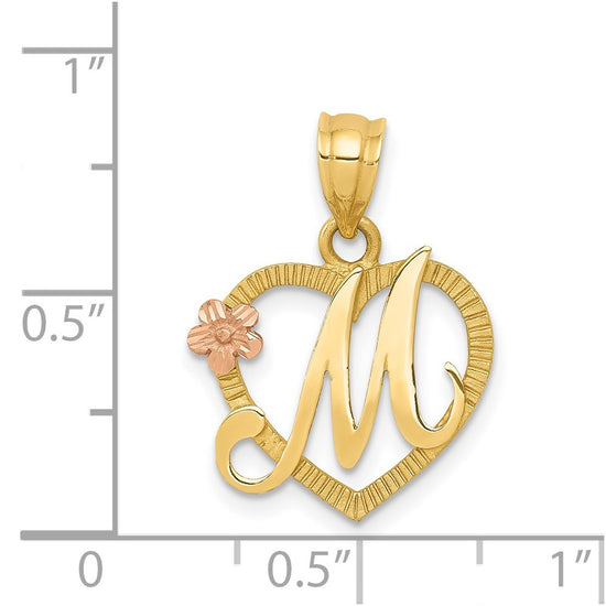 Two-Tone Heart Initial Pendants