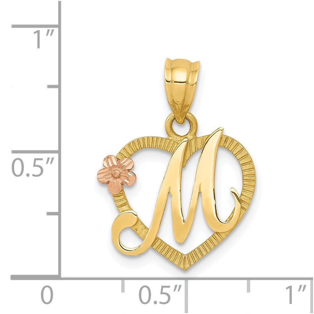 Two-Tone Heart Initial Pendants