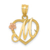 Two-Tone Heart Initial Pendants