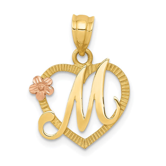 Two-Tone Heart Initial Pendants