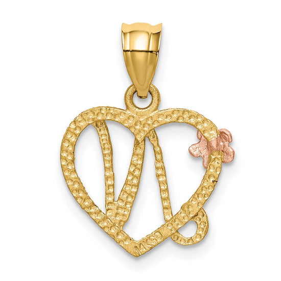Two-Tone Heart Initial Pendants