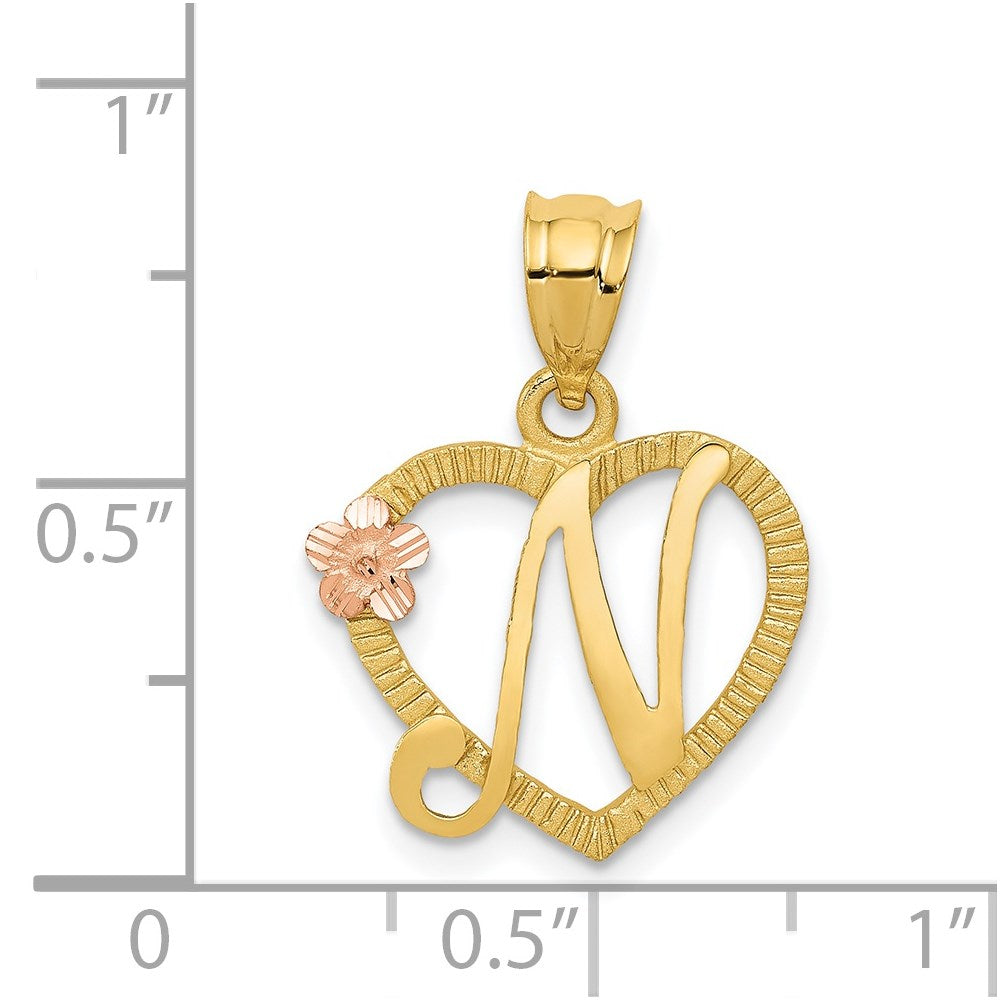 Two-Tone Heart Initial Pendants