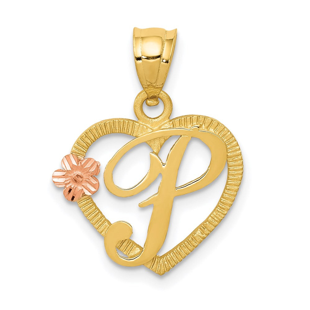 Two-Tone Heart Initial Pendants