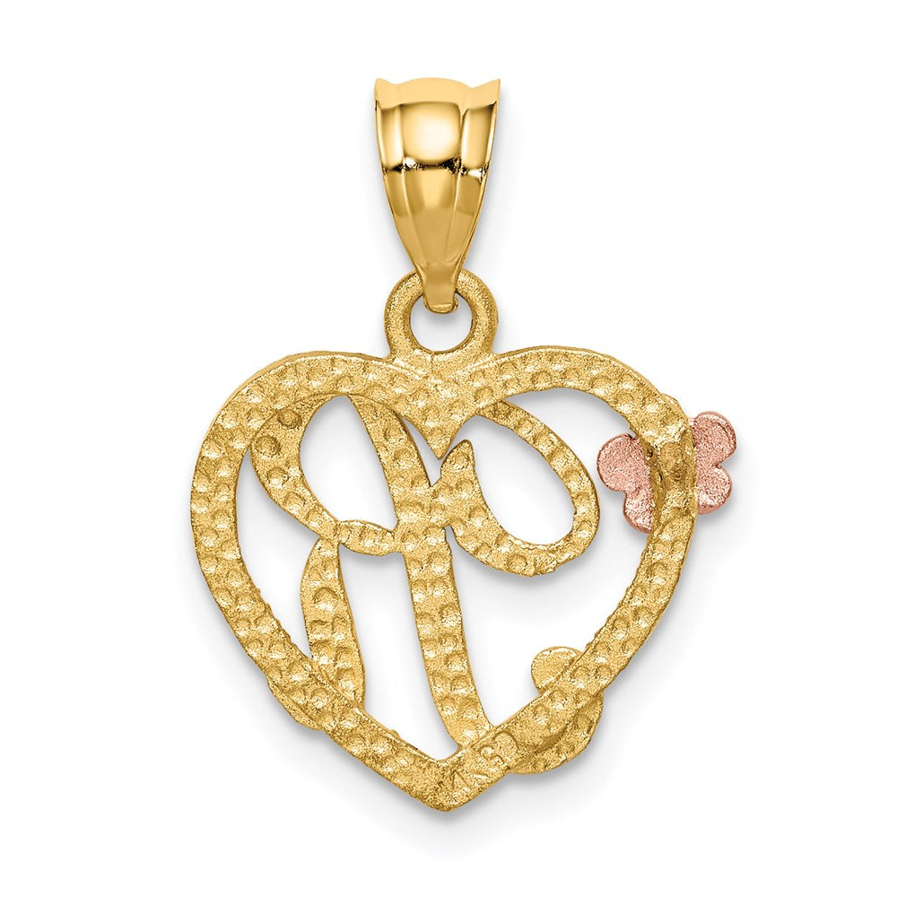 Two-Tone Heart Initial Pendants
