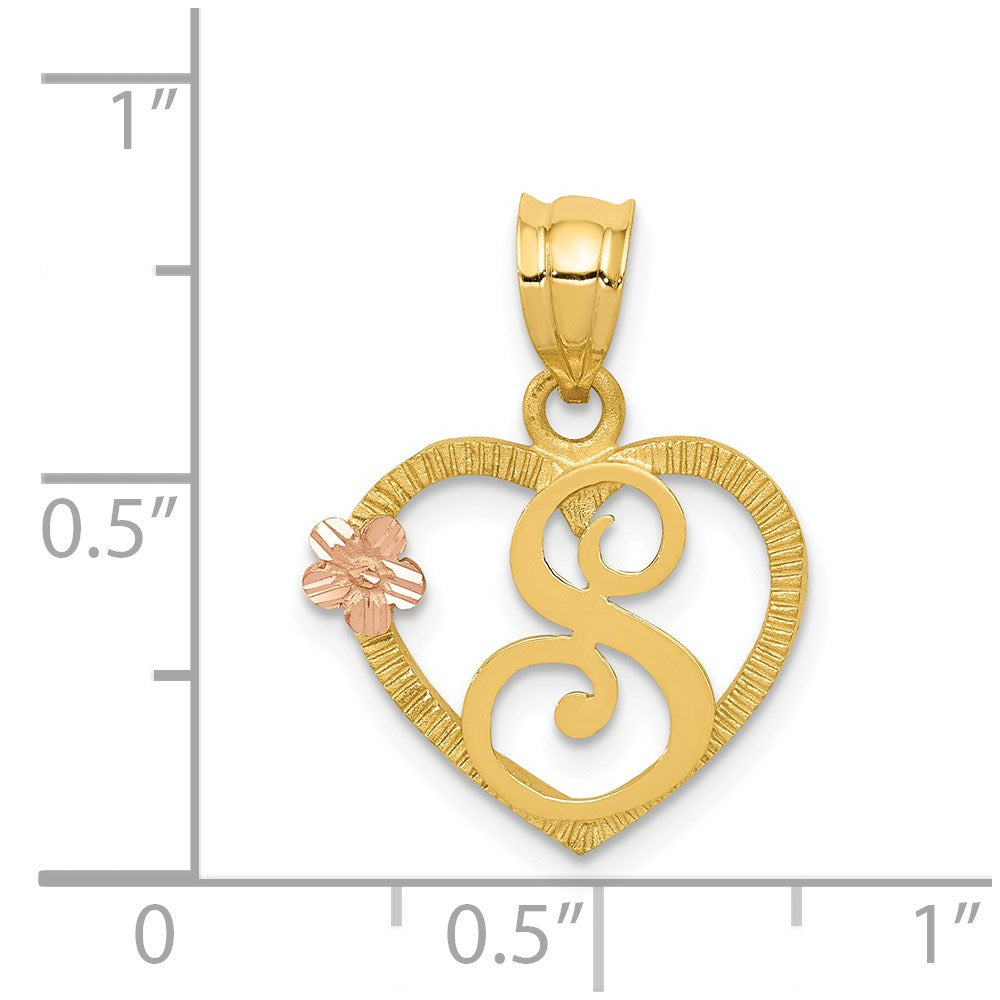 Two-Tone Heart Initial Pendants