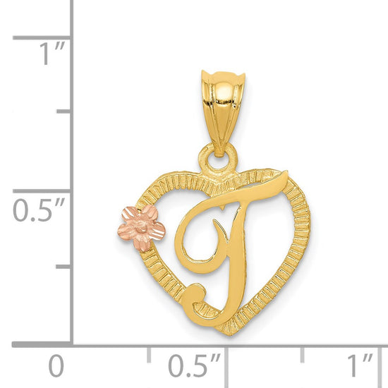 Two-Tone Heart Initial Pendants