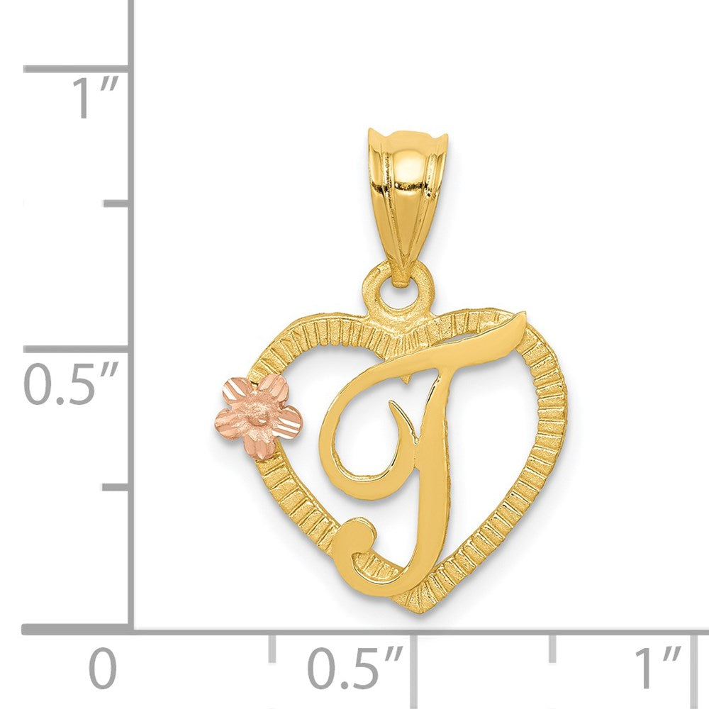 Two-Tone Heart Initial Pendants