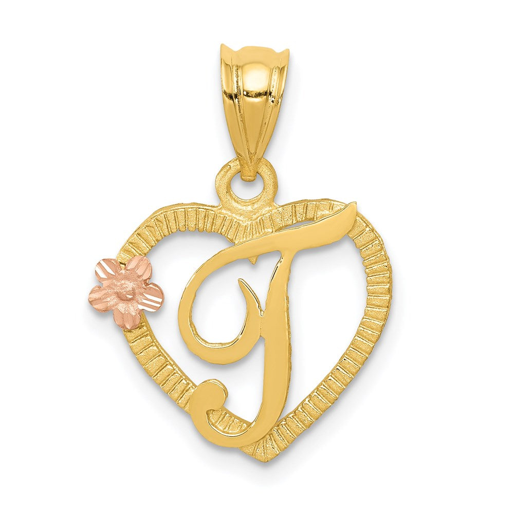 Two-Tone Heart Initial Pendants