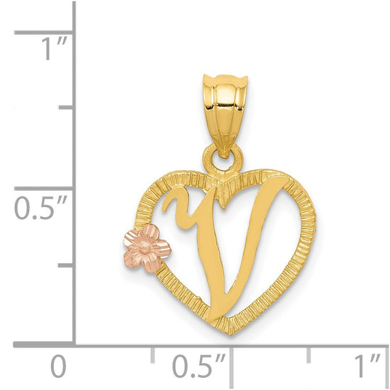 Two-Tone Heart Initial Pendants