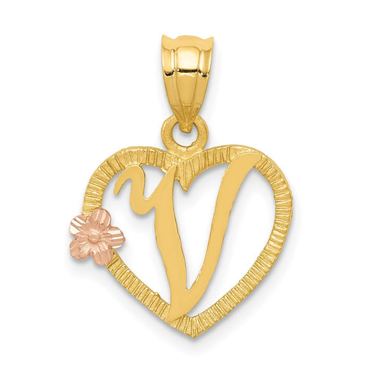 Two-Tone Heart Initial Pendants