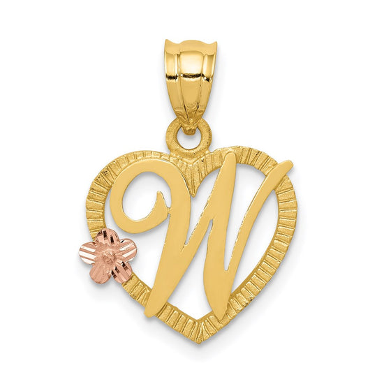 Two-Tone Heart Initial Pendants