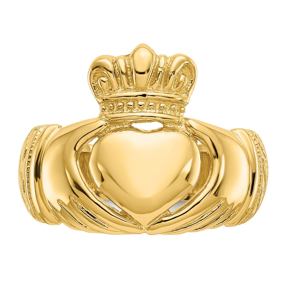 14k Polished Mens Domed Claddagh Ring