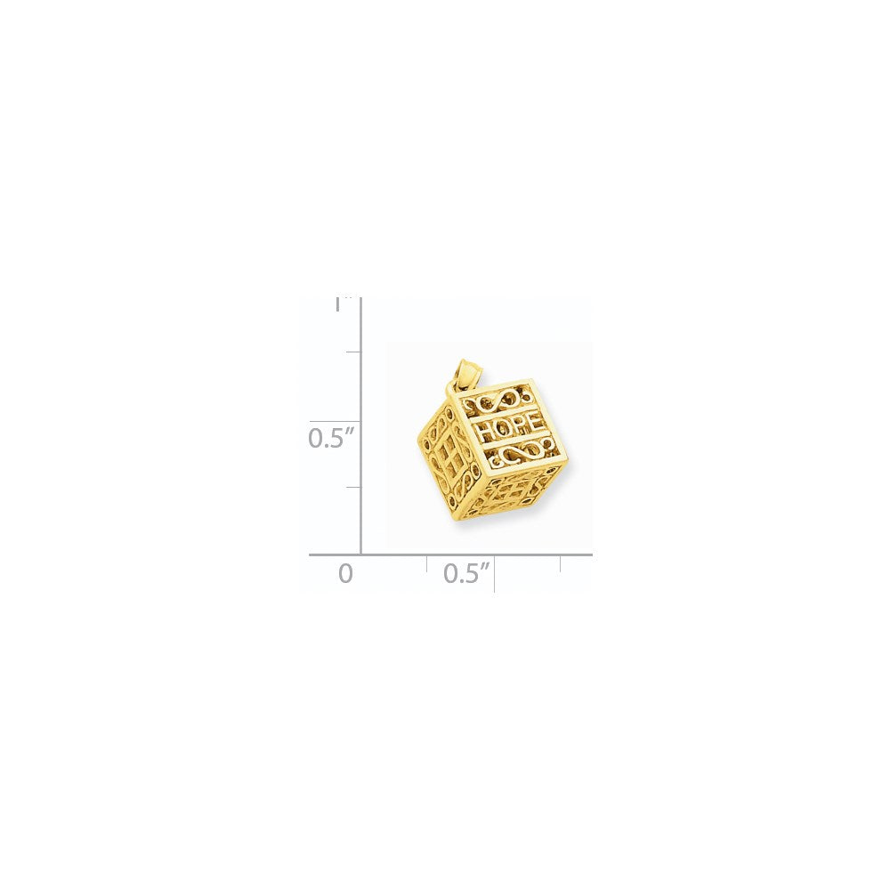 14K 3-D FAITH and HOPE Opening Prayer Box Charm